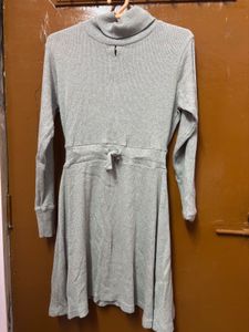 Gray Turtleneck Knit Dress