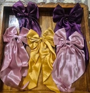 Satin Hair Bows - Set of Five