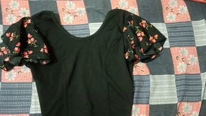 Black With Ruffle Hands Blouse