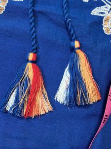 Blue Embroidery Linen Top