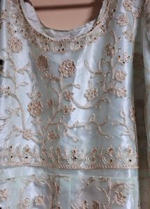 Used 4xl Size Light Green Net Cloth Anarkali Kurti