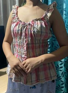 Cute Plaid Ruffle Top