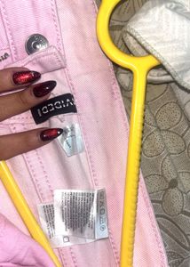 Pink Wide Leg Denim Jeans