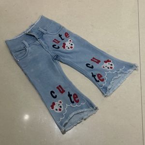 Embroidered Cotton Regular Fit Girls Jeans