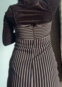 Black N White Strip Bodycon Dress