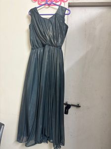 Elegant Silver Maxi Dress- Handmade