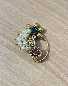 Elegant Gold-Tone Marathi Nose Ring