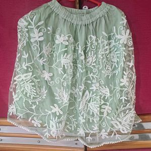 Embroidered Net Skirt