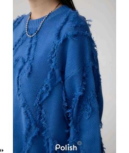 New With Tag Korean ruffled Stylish Blue Knit Swea