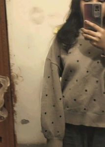 Cozy Grey Heart Print Sweater