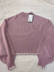 Lilac Balloon Sleeve Cropped Sweater