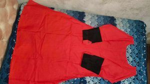 Red Casual Dress with Accents