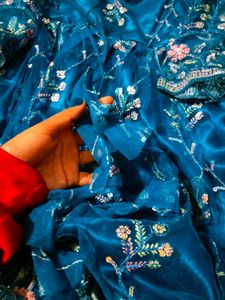 Teal Embroidered Ethnic Gown