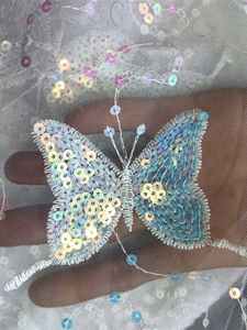 2 Meter White Butterfly Embroidered Net Fabric