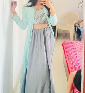 Elegant Grey Skirt Set