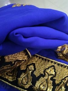 Royal Blue,Black Border With Beads