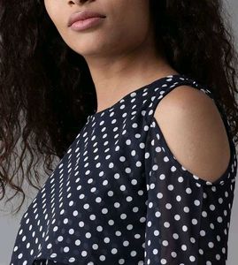 Polka Dot Cold Shoulder Dress
