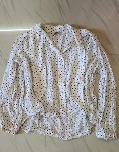 Zara Polka Dot Tie-Neck Top