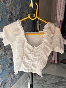 Ruffle Trim Crop Top