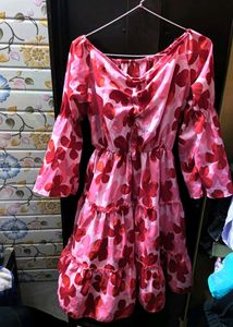 Pink Flared Floral Dress🌷