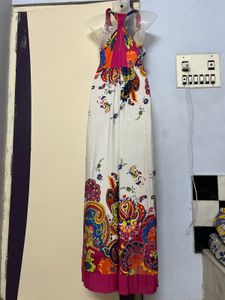 Pintrest Padded Paisley Halter Maxi Dress