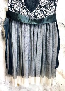 Floral Black &amp; White Mesh Dress