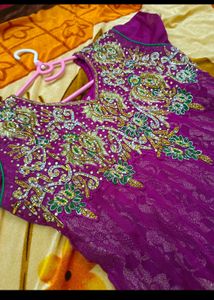Purple Color Netted Gown