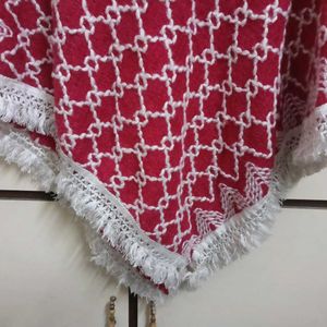Stylish cherry &amp; White Poncho