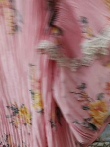 Pink Floral Pleated Top