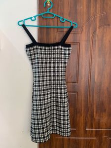 Black and White Plaid Mini Dress