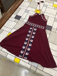 Maroon Embroidered Dress