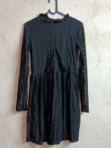 Stylish Lace Long Sleeve Mini-Dress Black 🖤