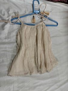 Cute Beige Tassel Top