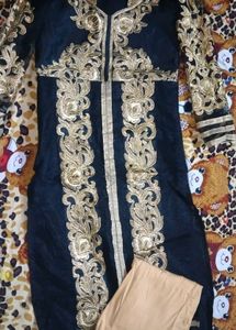 Black Long Net Silk Work Kurti