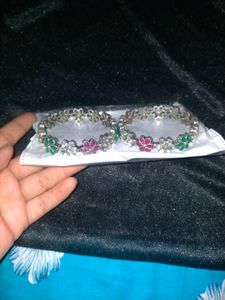 Oxidised Multi Colour Stone Flower Bangles