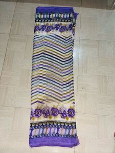 Elegant Purple &amp; White Printed Saree