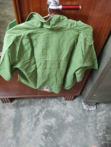 Green Cropped Button-Down Shirt