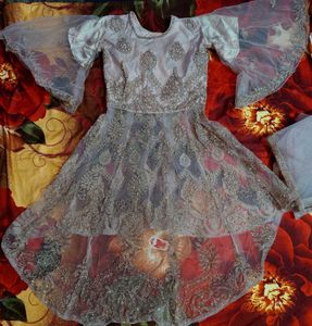 Elegant Heavy Embroidered Mauve Purple Sharara Set