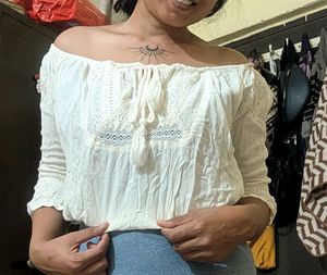 Boho Off-Shoulder Crop Top