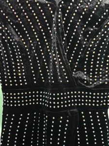 Velvet Black Rhinestone Dress
