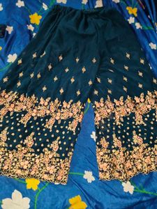 Zari Embroidered Pakistani Teal Dress