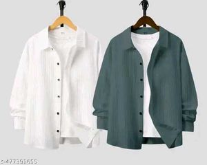 Men Striped Solid Popcon Shirt (Pack Of 2)