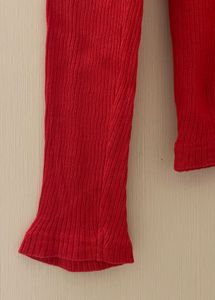 Red cotton ribbed Top