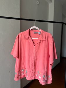 Vintage Jane Ashley Coral Beach embroidered
