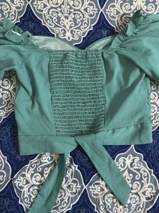 Teal Wrap Crop Top