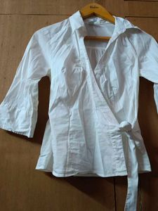 White Wrap Top with Tie
