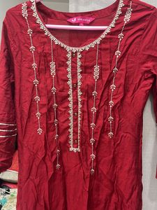 Maroon Embellished Kurti