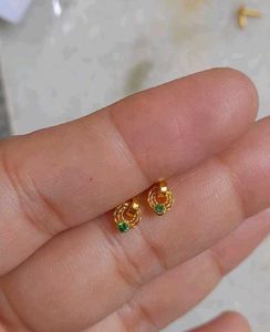 Green Stone Earrings Studs