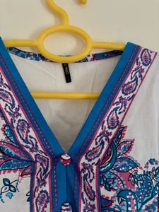 White &amp; Blue Print Dress