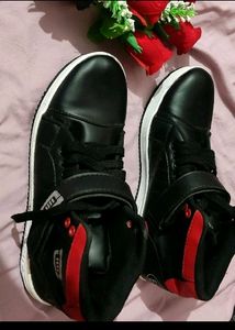 Black &amp; Red High-Top Sneakers